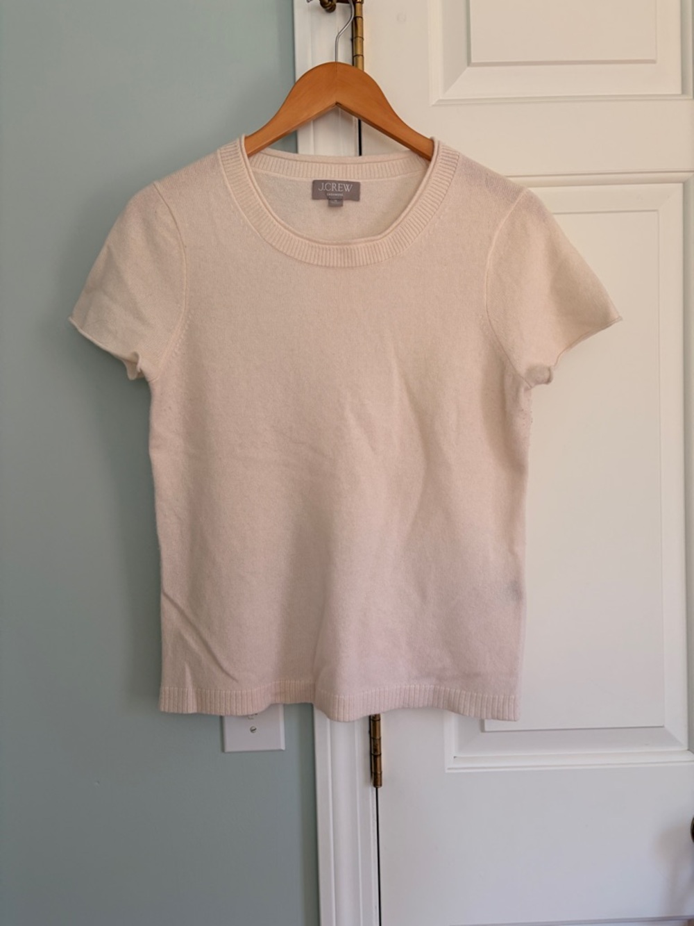 J. Crew Cashmere Short Sleeve sweater  in Cream (m)